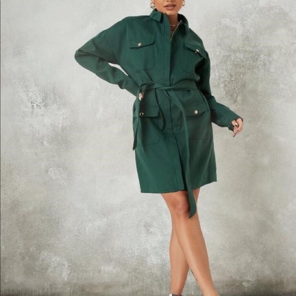 Missguided Green Utility Belted Dress - Picture 3 of 3